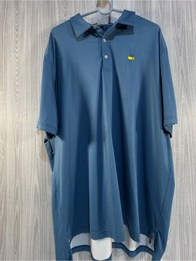 Masters Polo Shirt Mens XXL Blue Stripes Peter Millar Performance Golf Flaw Read